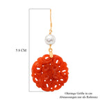 D'Joy Rote Jade, Zhuji Akoya-Perle (5-5.5mm) Ohrringe 925 Silber vergoldet