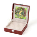 LIVMORE Designer-Ringbox mit handbemaltem Glasfenster im Art-Deco-Design, 16 x 16 x 6 cm, Burgund