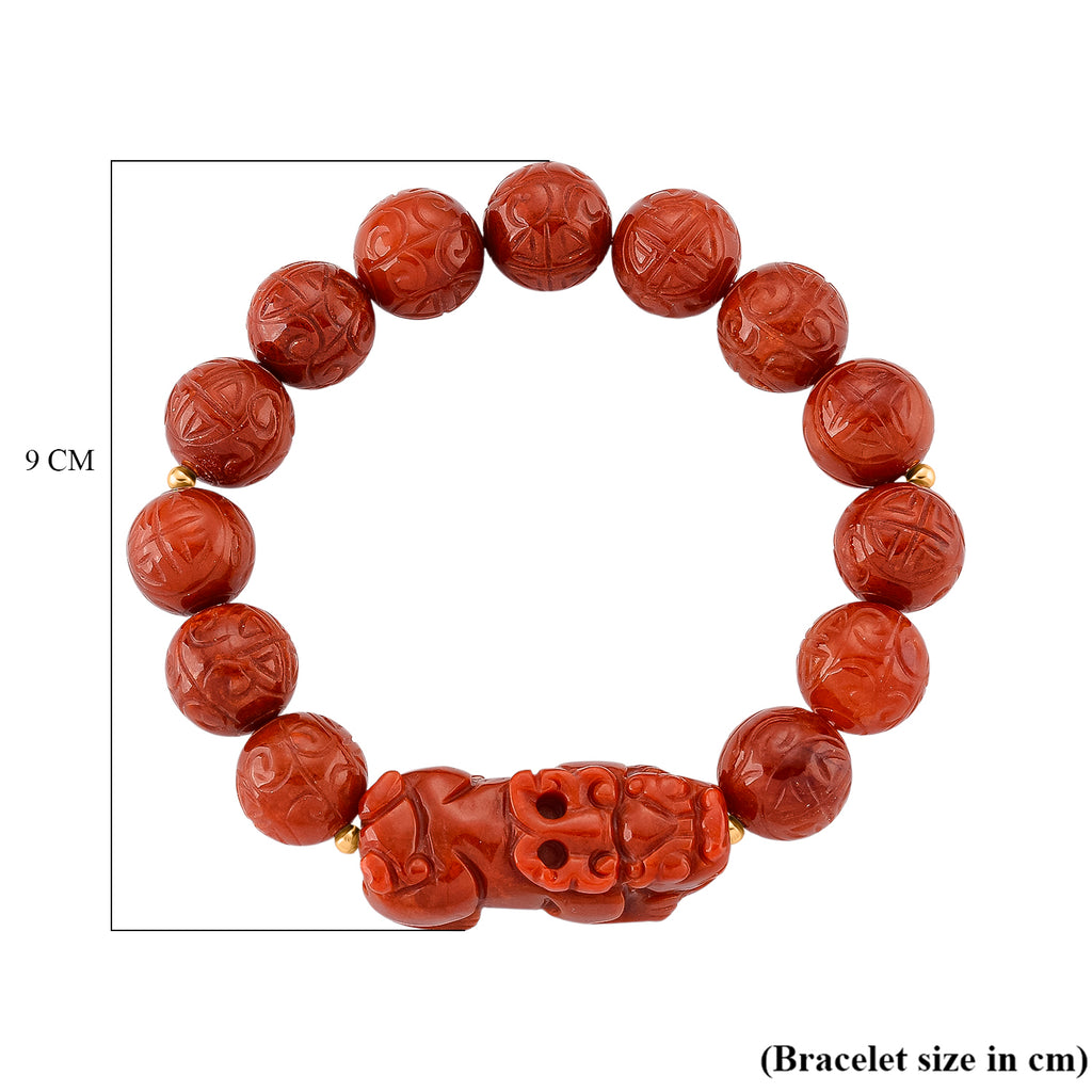 D'Joy Rote Jade Armband Flexibles (ca. 18-19 cm) 925 Silber Vergoldet (10-15 Werktage Lieferzeit) ca. 150.00 ct