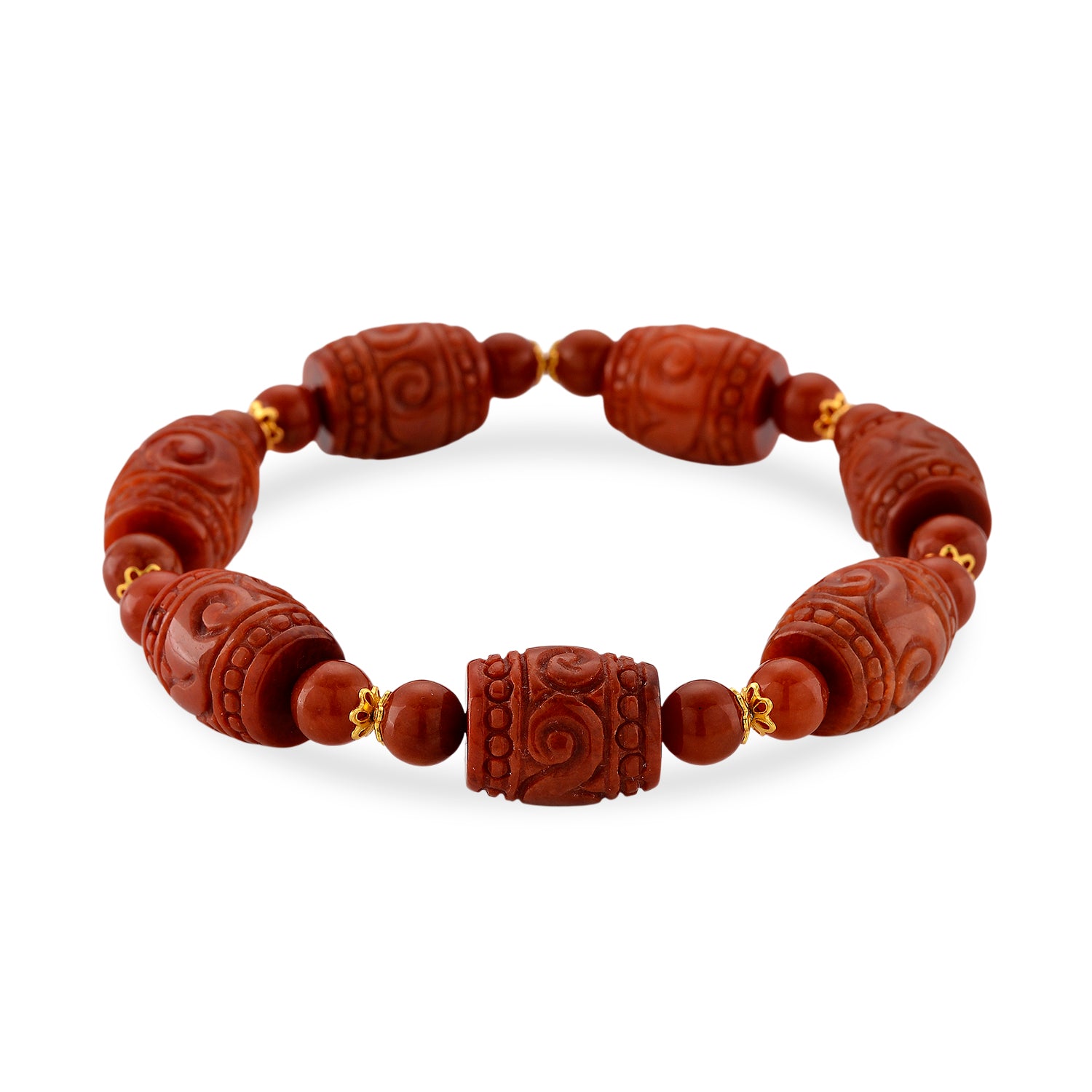 D'Joy Burmesischer Rote Jadeit Jade Armband, Flexibles, 925 Silber Vergoldet ca. 150.00 ct