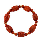 D'Joy Burmesischer Rote Jadeit Jade Armband, Flexibles, 925 Silber Vergoldet ca. 150.00 ct