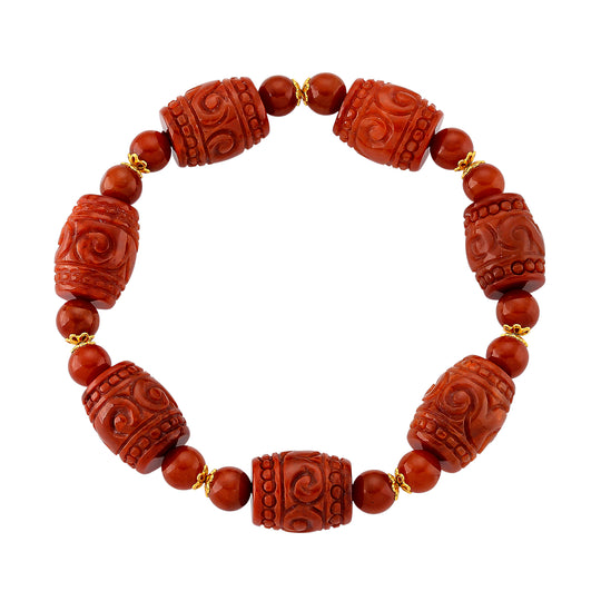D'Joy Burmesischer Rote Jadeit Jade Armband, Flexibles, 925 Silber Vergoldet ca. 150.00 ct