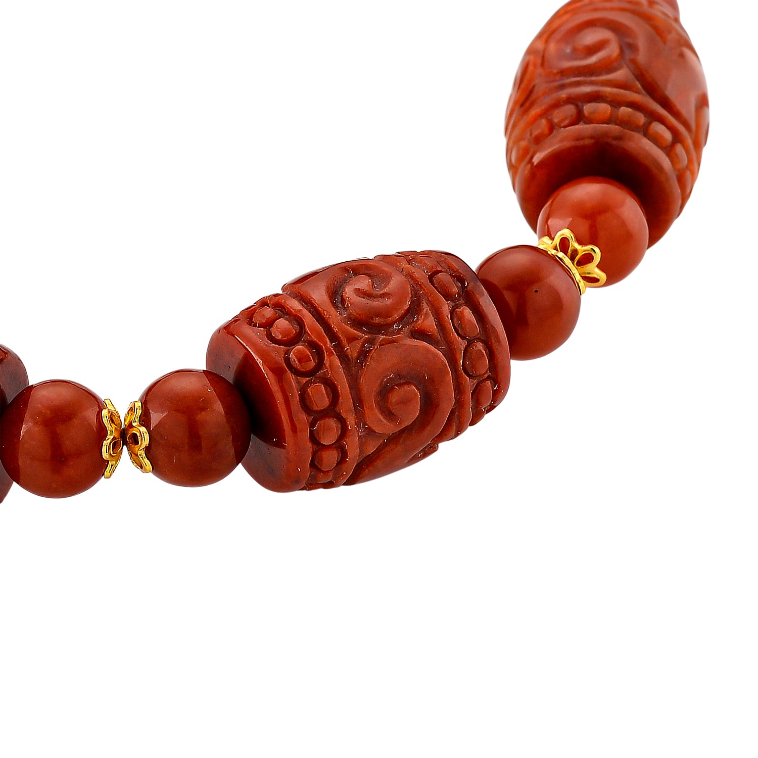 D'Joy Burmesischer Rote Jadeit Jade Armband, Flexibles, 925 Silber Vergoldet ca. 150.00 ct