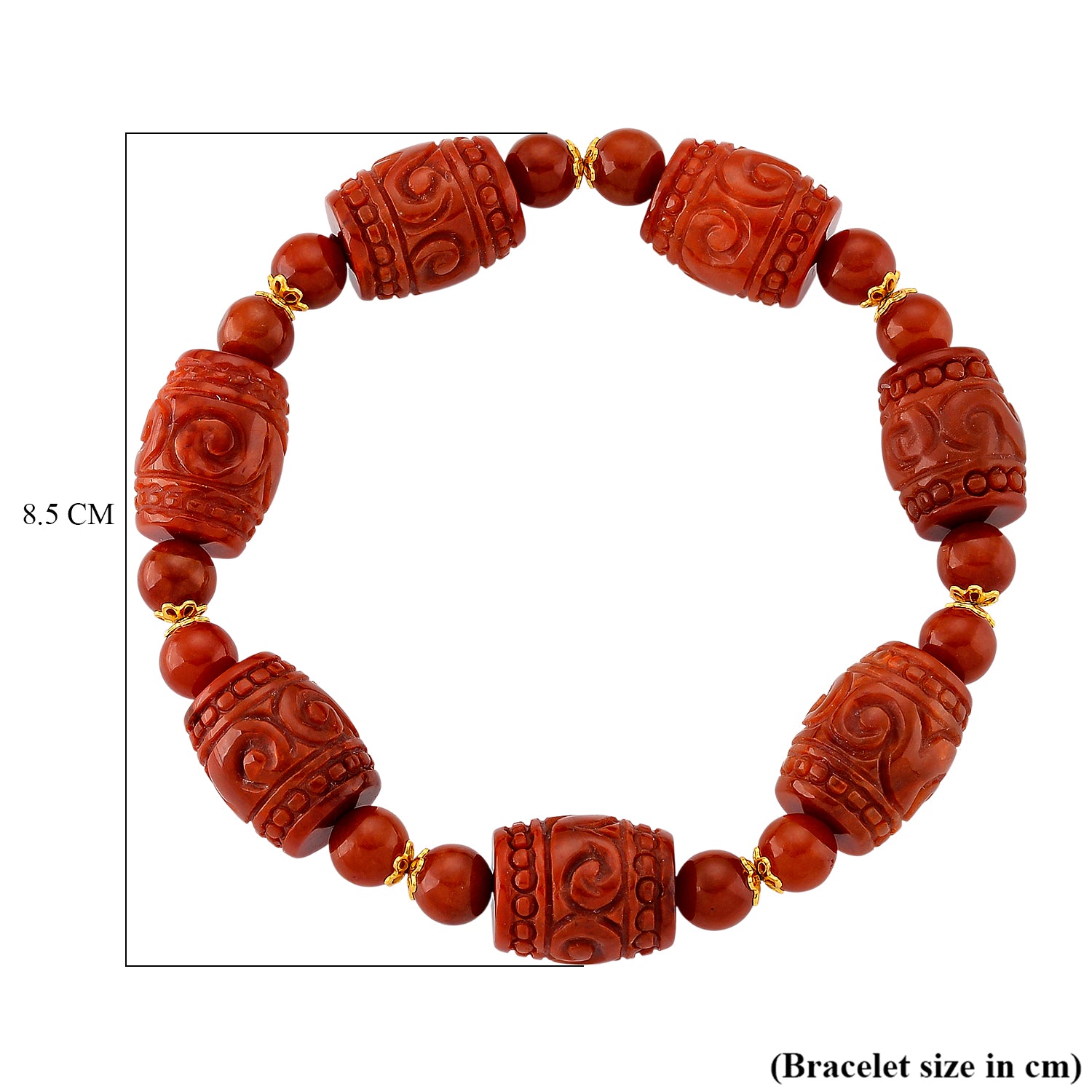 D'Joy Burmesischer Rote Jadeit Jade Armband, Flexibles, 925 Silber Vergoldet ca. 150.00 ct
