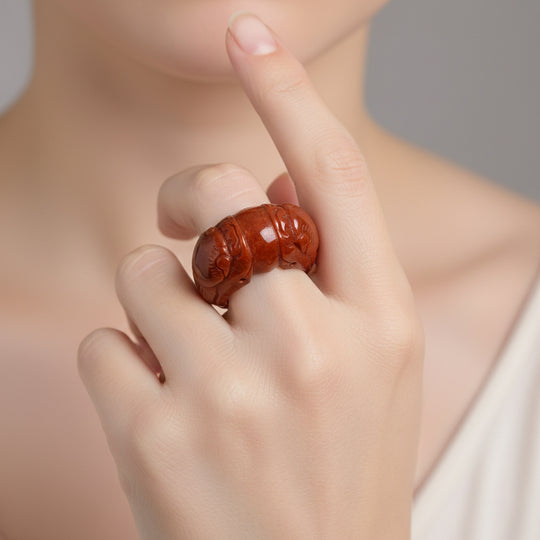 Rote Jade Ring (Größe 19.00) ca. 25.00 ct
