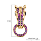 GP - Schwarzer Spinell, Natürlicher Rhodolith Granat Ohrringe 925 Silber 750 Gelbgold Vermeil ca. 1,39 ct.