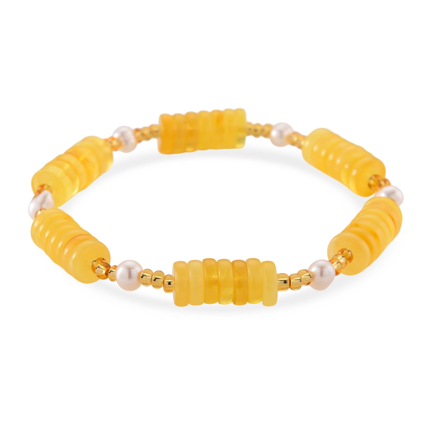 Bernstein, Weiße Süßwasser Perle (4-5mm) Armband, flexibel, 33.00 ct