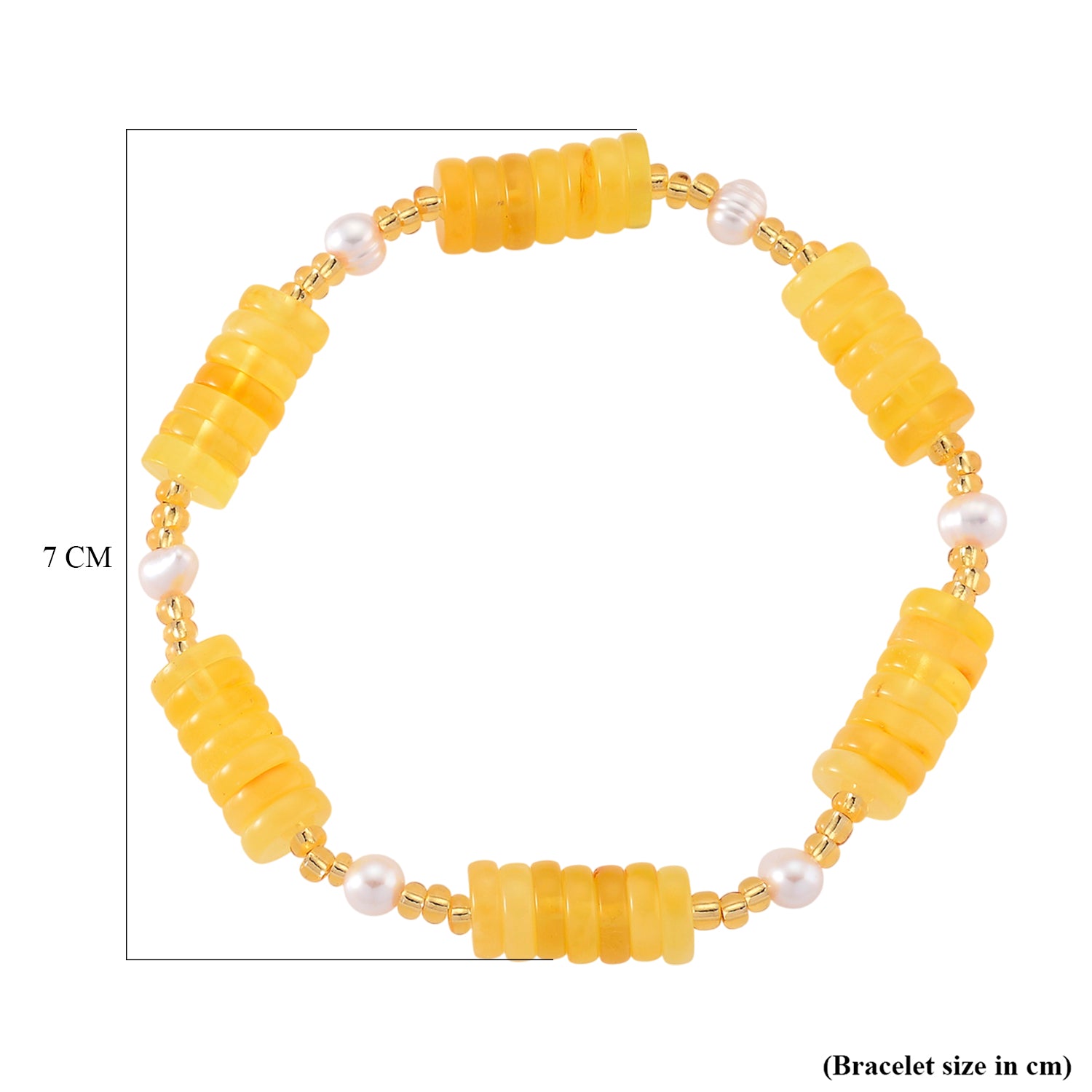 Bernstein, Weiße Süßwasser Perle (4-5mm) Armband, flexibel, 33.00 ct