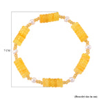 Bernstein, Weiße Süßwasser Perle (4-5mm) Armband, flexibel, 33.00 ct