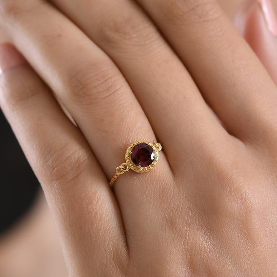 EVER TRUE Roter Granat Ring Nickelfreies Messing, flexibles von (Größe 17.00) bis (Größe 21.00) ca. 0.99 ct