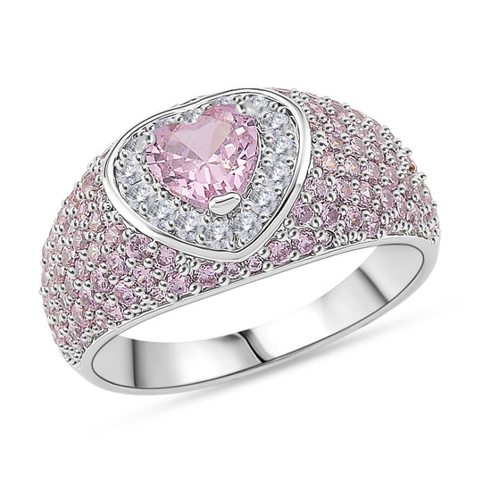 Rosa Zirkonia, Weißer Zirkonia Ring Nickelfreies Messing vergoldet (Größe 16.00)