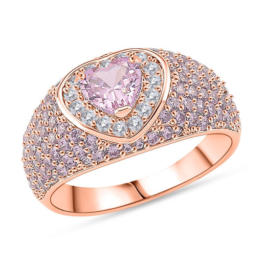 Rosa Zirkonia, Weißer Zirkonia Ring Nickelfreies Messing vergoldet (Größe 16.00)