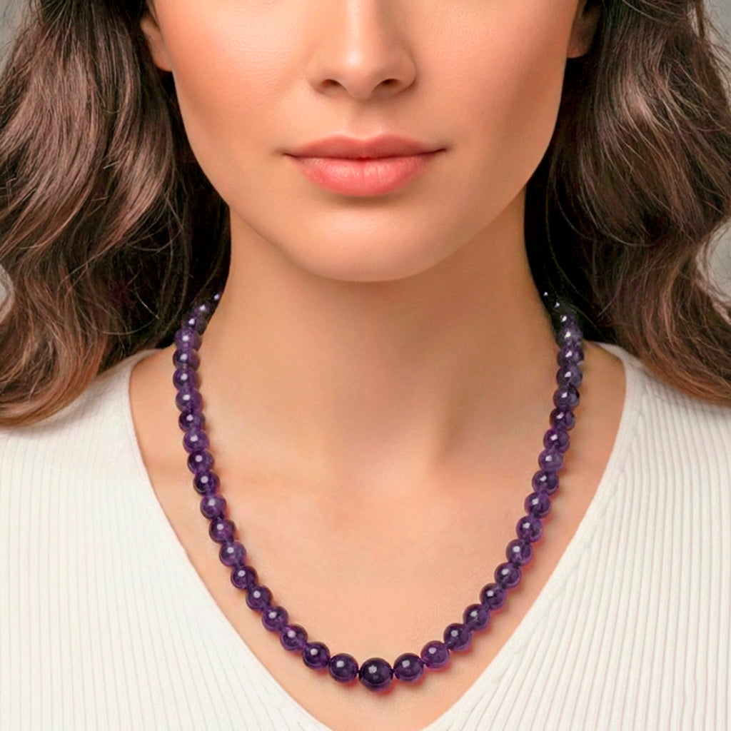 D'Joy AAA Afrikanischer Amethyst Halskette ca. 50 cm 925 Silber rhodiniert ca. 350.00 ct