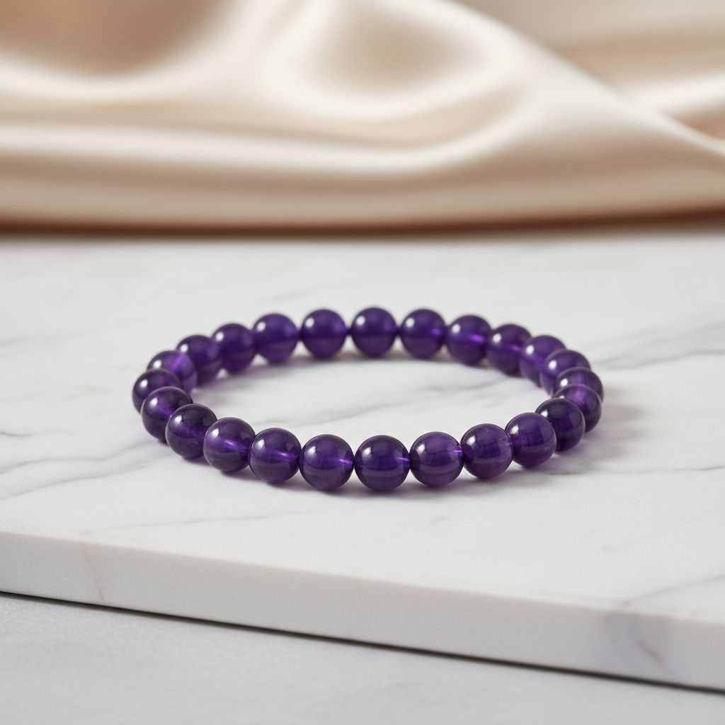 AAA Afrikanischer Amethyst Armband Flexibles (ca. 18-19 cm) ca. 90,00 ct.