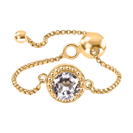 EVER TRUE Weißer Topas Ring Nickelfreies Messing, flexibles von (Größe 17.00) bis (Größe 21.00) ca. 0.97 ct