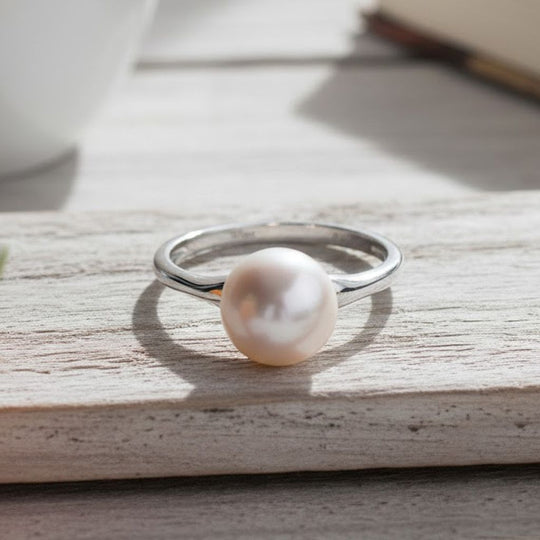D'Joy Weiße Edison Perle (12-13 mm) Ring 925 Silber vergoldet (Größe 19.00)