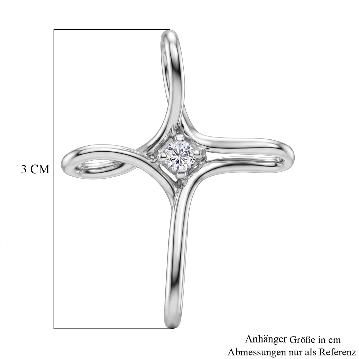 Moissanit Anhänger 925 Silber platiniert ca. 0,10 ct.