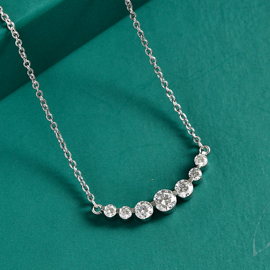 D'Joy Moissanit Halskette ca. 45 cm 925 Silber platiniert, 316L Edelstahl Kette ca. 1.22 ct