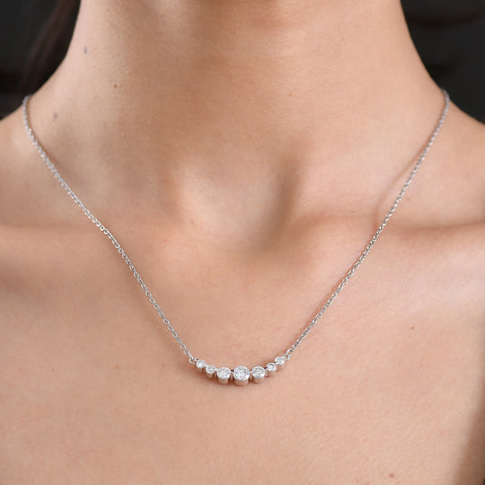 D'Joy Moissanit Halskette ca. 45 cm 925 Silber platiniert, 316L Edelstahl Kette ca. 1.22 ct
