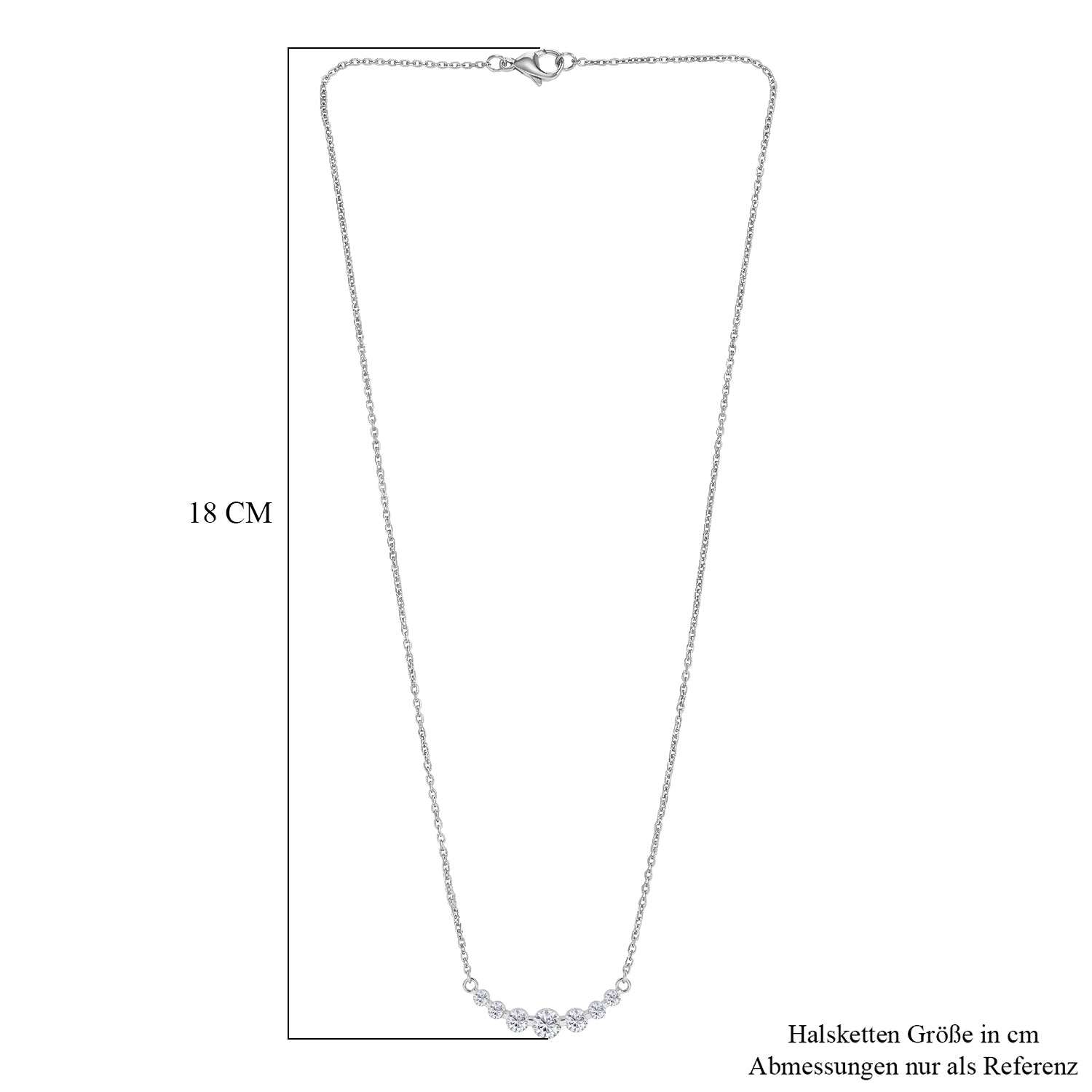 D'Joy Moissanit Halskette ca. 45 cm 925 Silber platiniert, 316L Edelstahl Kette ca. 1.22 ct