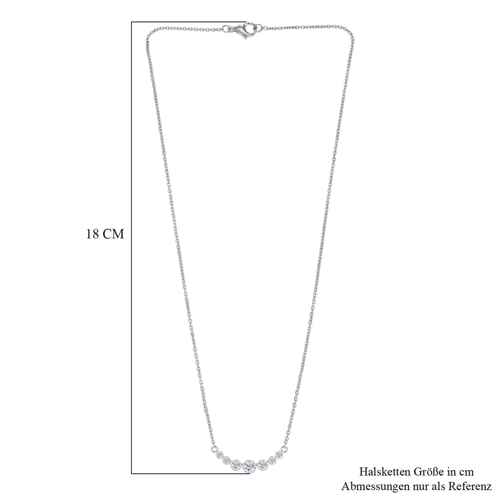 D'Joy Moissanit Halskette ca. 45 cm 925 Silber platiniert, 316L Edelstahl Kette ca. 1.22 ct