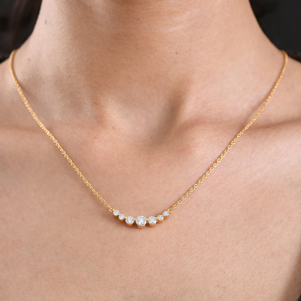 D'Joy Moissanit Halskette ca. 45 cm 925 Silber vergoldet, 316L Edelstahl Kette ca. 1.22 ct