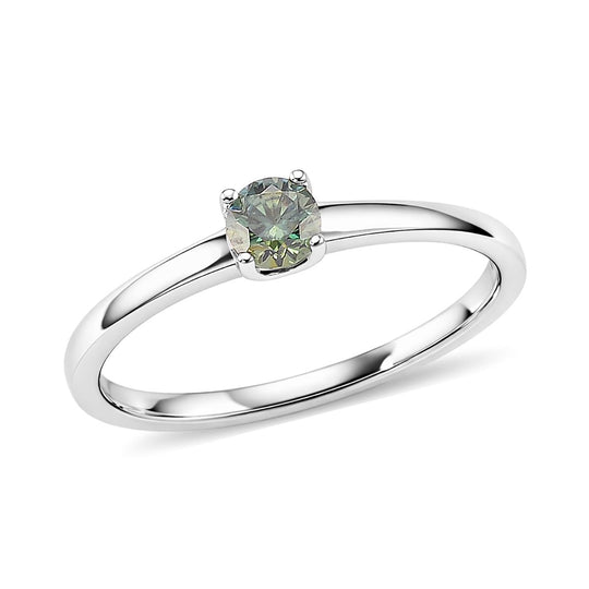 D'Joy Blauer Moissanit Ring 925 Silber rhodiniert (Größe 17.00) ca. 0,30 ct