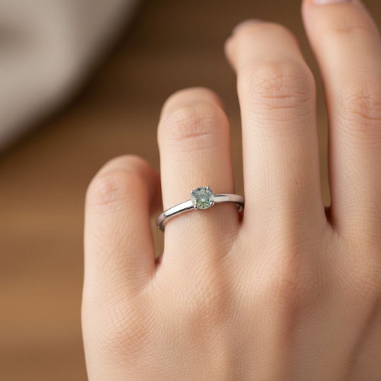 D'Joy Blauer Moissanit Ring 925 Silber rhodiniert (Größe 17.00) ca. 0,30 ct