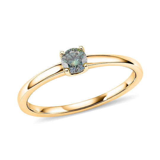 D'Joy Blauer Moissanit Ring 925 Silber rhodiniert (Größe 17.00) ca. 0,30 ct