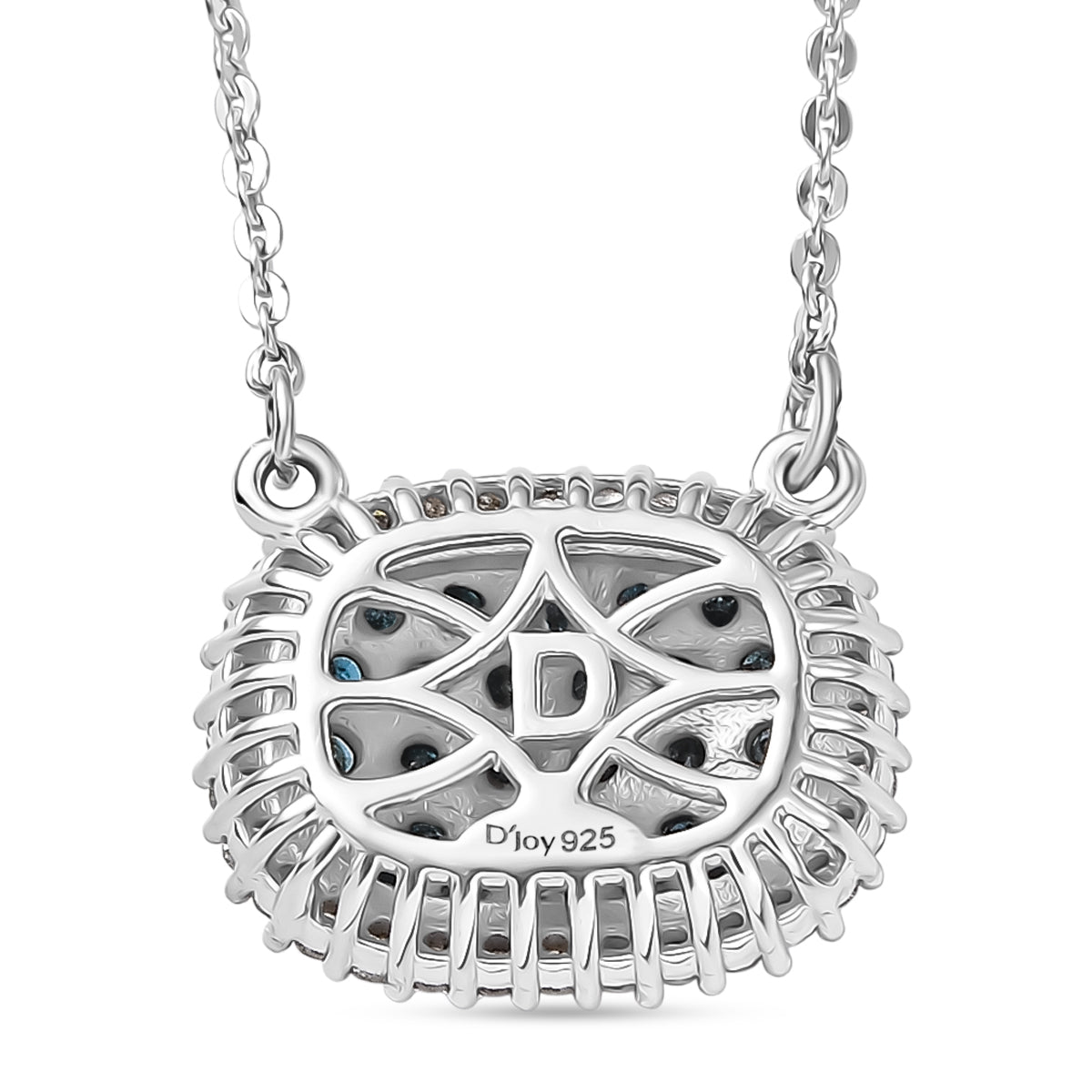 D'Joy Blauer Diamant Halskette ca. 50 cm 925 Silber rhodiniert