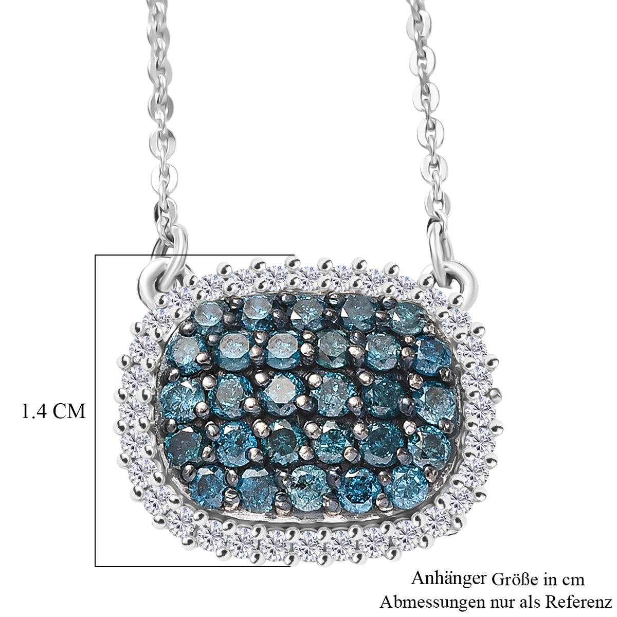 D'Joy Blauer Diamant Halskette ca. 50 cm 925 Silber rhodiniert