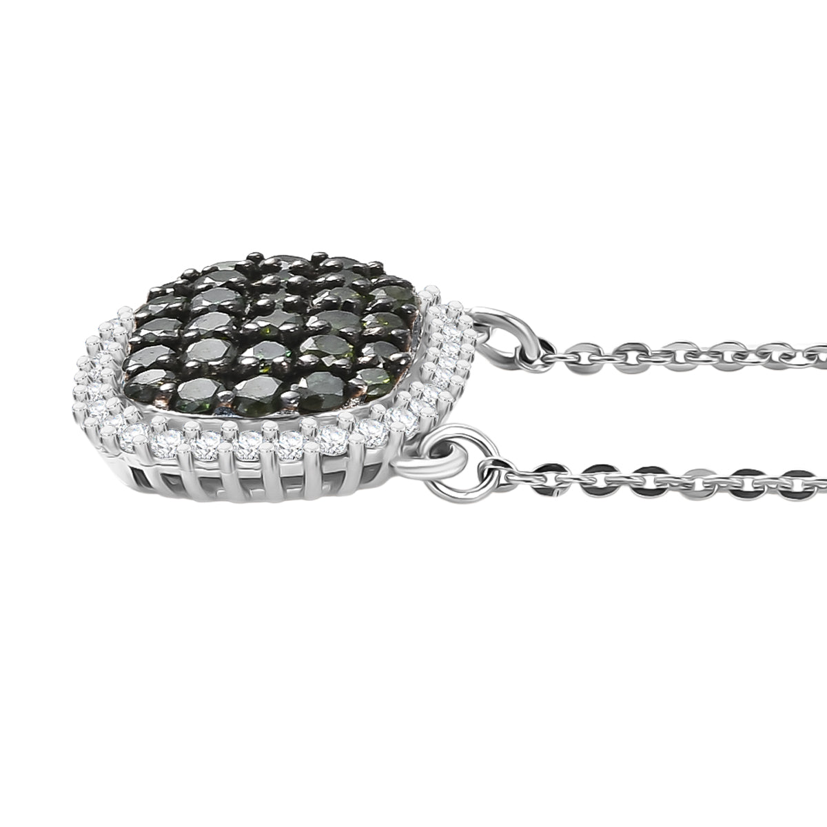 D'Joy Grüner Diamant Halskette ca. 50 cm 925 Silber rhodiniert