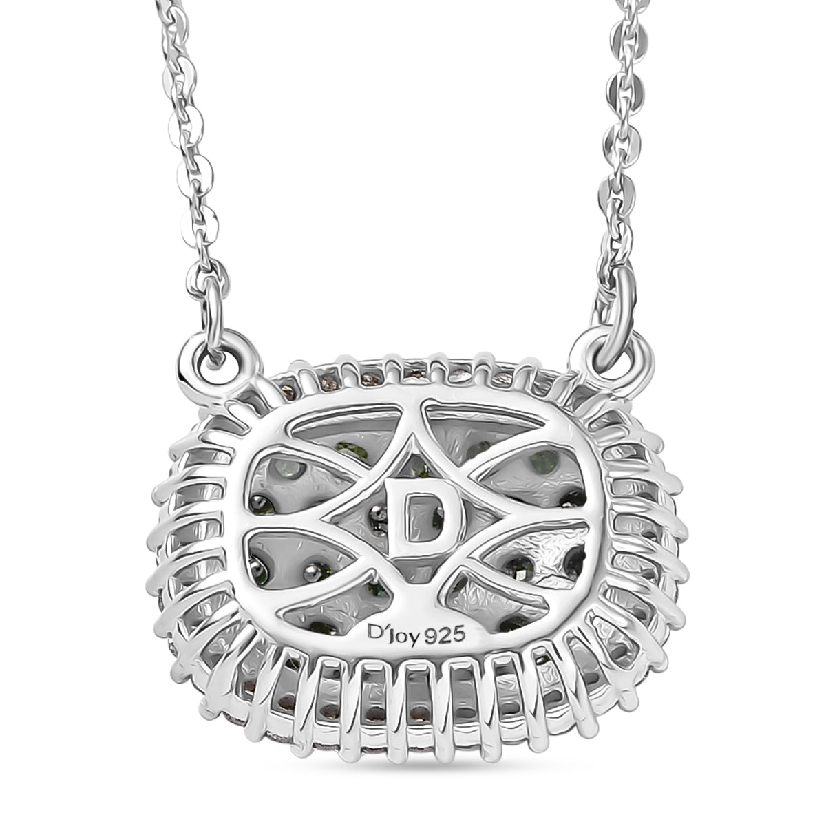 D'Joy Grüner Diamant Halskette ca. 50 cm 925 Silber rhodiniert