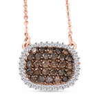 D'Joy Natürlicher Champagner Diamant Halskette ca. 50 cm 925 Silber 750 Roségold Vermeil