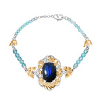 EVER TRUE AAA Labradorit, Apatit Armband ca. 19 cm Nickelfreies Messing Zweifarbige Beschichtung ca. 20.05 ct