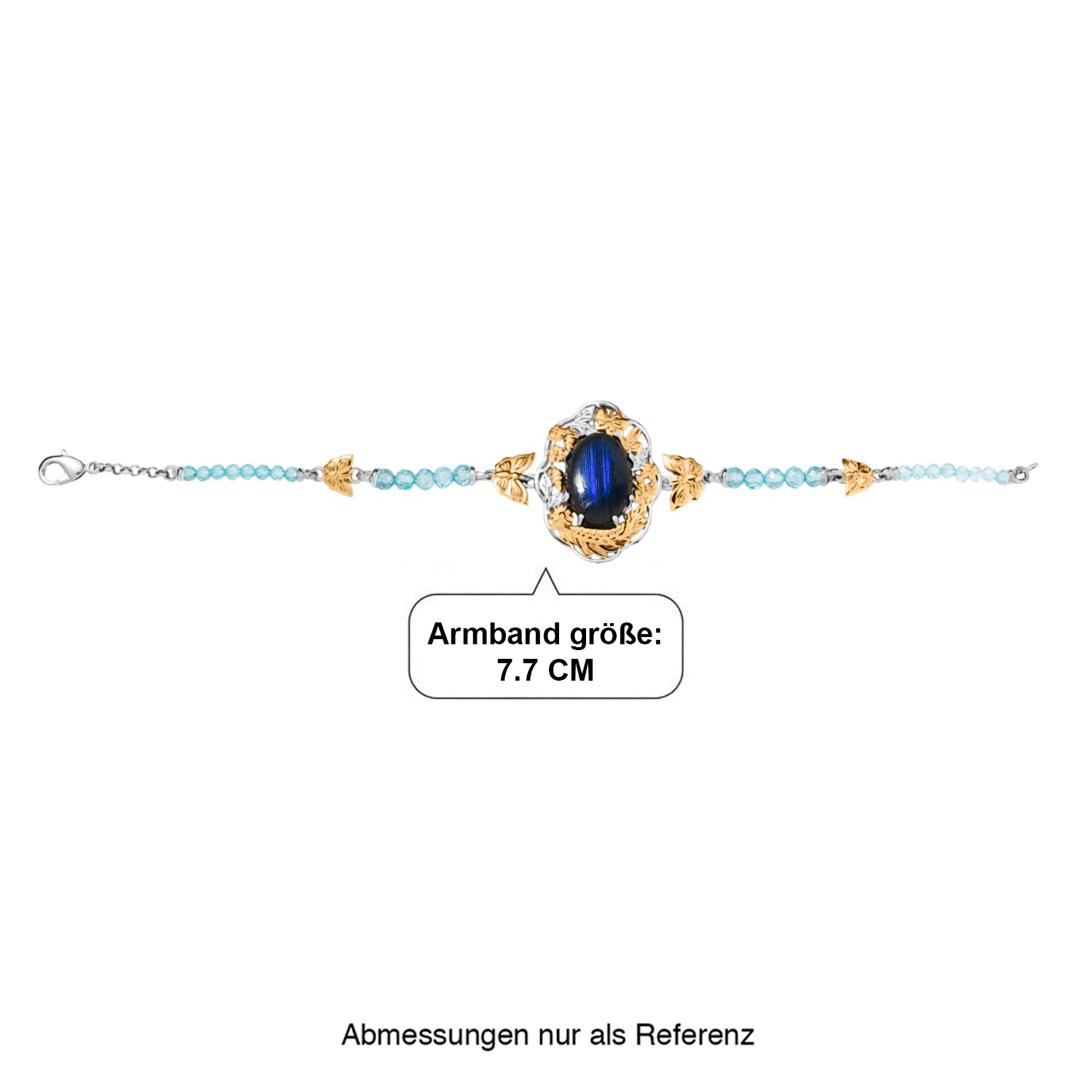 EVER TRUE AAA Labradorit, Apatit Armband ca. 19 cm Nickelfreies Messing Zweifarbige Beschichtung ca. 20.05 ct