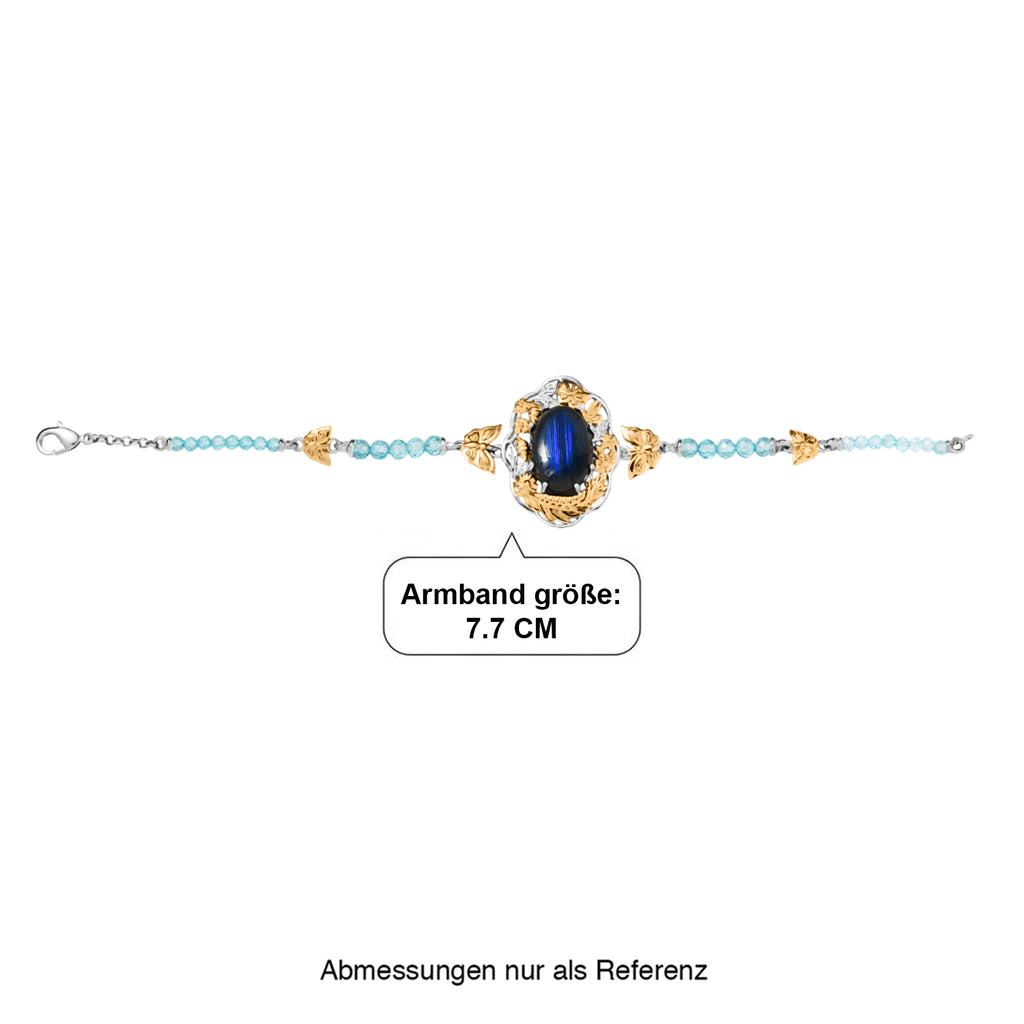EVER TRUE AAA Labradorit, Apatit Armband ca. 19 cm Nickelfreies Messing Zweifarbige Beschichtung ca. 20.05 ct