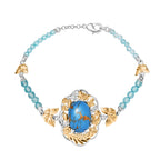EVER TRUE AAA Blauer Mojave Türkis, Apatit Armband ca. 19 cm Nickelfreies Messing Zweifarbige Beschichtung ca. 17.30 ct
