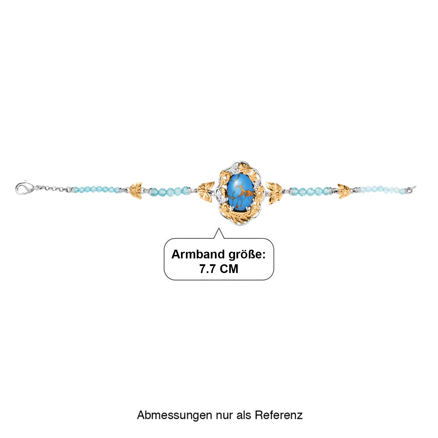 EVER TRUE AAA Blauer Mojave Türkis, Apatit Armband ca. 19 cm Nickelfreies Messing Zweifarbige Beschichtung ca. 17.30 ct