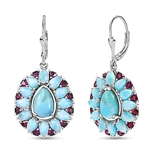 D'Joy Larimar Ohrringe 925 Silber Rhodiniert ca. 28.56 ct