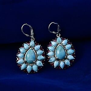 D'Joy Larimar Ohrringe 925 Silber Rhodiniert ca. 28.56 ct