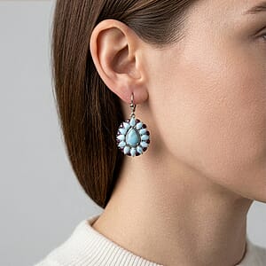 D'Joy Larimar Ohrringe 925 Silber Rhodiniert ca. 28.56 ct