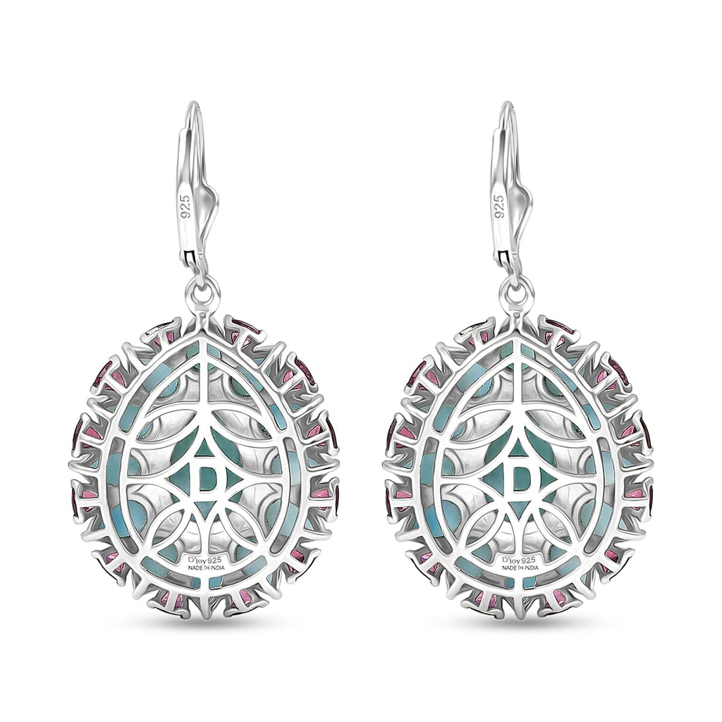 D'Joy Larimar Ohrringe 925 Silber Rhodiniert ca. 28,56 ct.