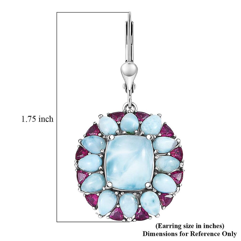 D'Joy Larimar Ohrringe 925 Silber Rhodiniert ca. 30,60 ct.