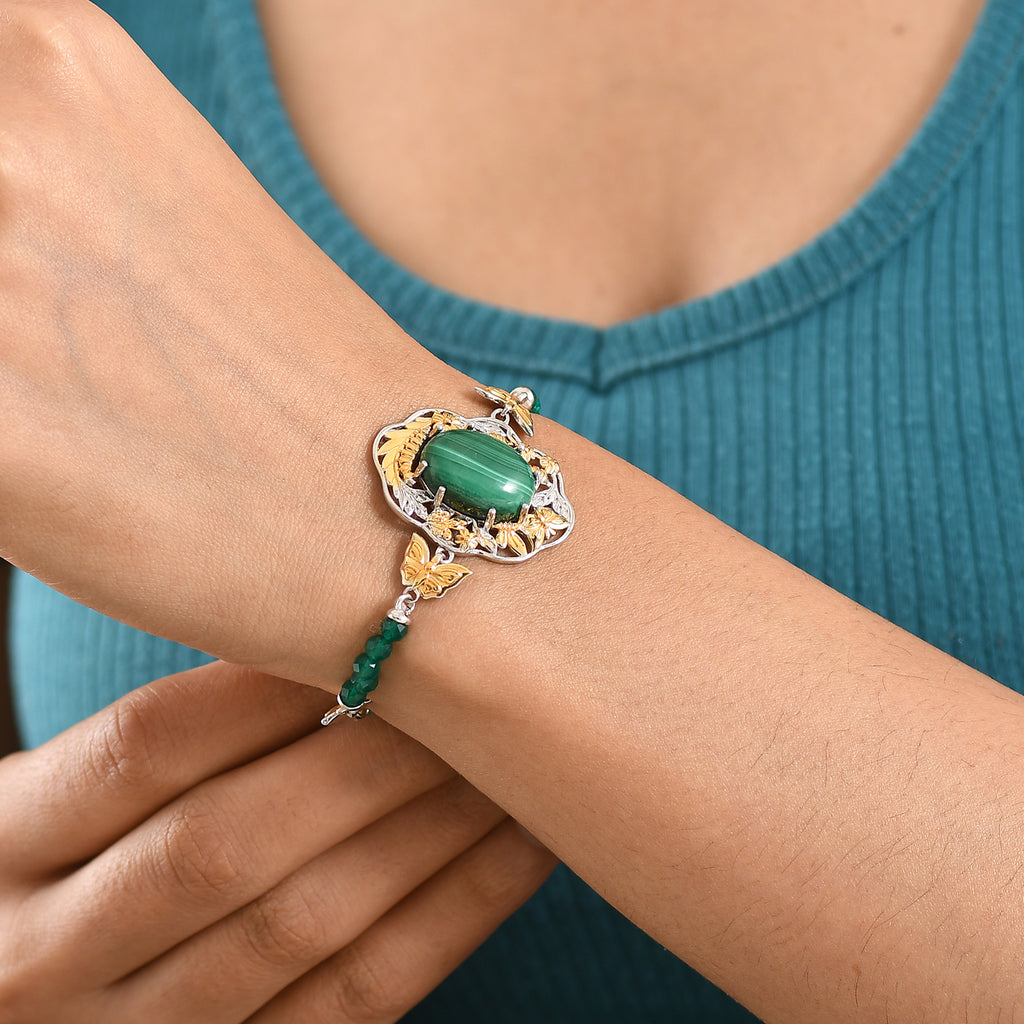 EVER TRUE AAA Malachit, Verde Onyx Armband ca. 19 cm Nickelfreies Messing Zweifarbige Beschichtung ca. 23.25 ct