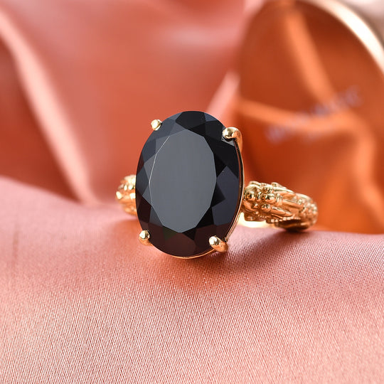 EVER TRUE AA Natürlich Schwarzer Obsidian Ring mit Pixiu Nickelfreies Messing (Größe 17.00) ca. 10.67 ct