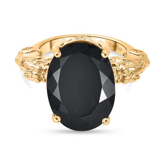 EVER TRUE AA Natürlich Schwarzer Obsidian Ring mit Pixiu Nickelfreies Messing (Größe 17.00) ca. 10.67 ct