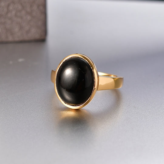 EVER TRUE AA Natürlich Schwarzer Obsidian Ring Nickelfreies Messing (Größe 17.00) ca. 6.04 ct