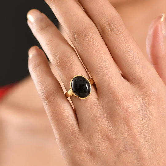 EVER TRUE AA Natürlich Schwarzer Obsidian Ring Nickelfreies Messing (Größe 17.00) ca. 6.04 ct