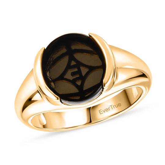 EVER TRUE AA Natürlich Schwarzer Obsidian Ring Nickelfreies Messing (Größe 18.00) ca. 1.69 ct